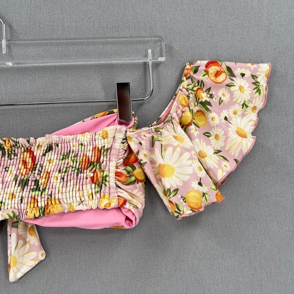 FARM RIO Tangerine Dream Flutter Sleeve Bikini Top Womens Medium Pink Floral NEW - Picture 8 of 12